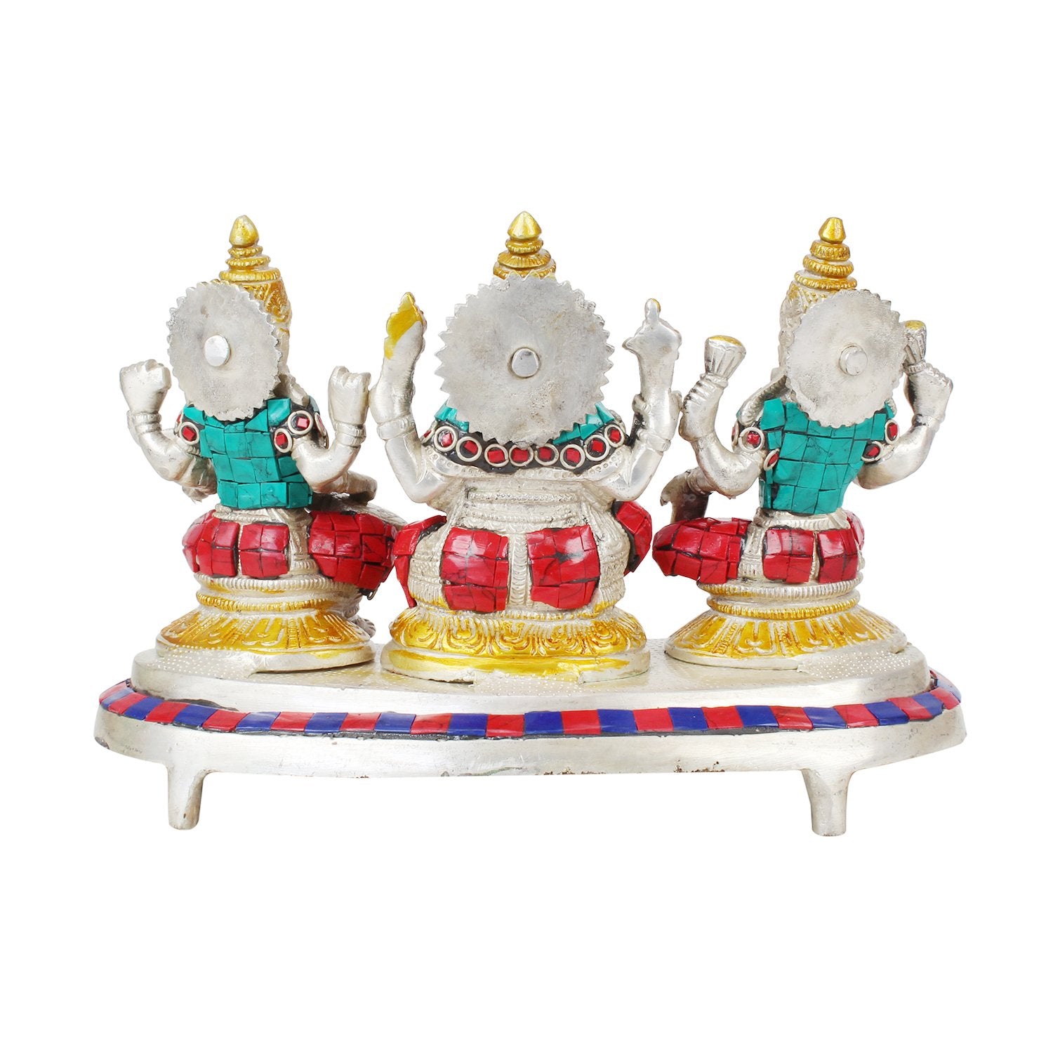 Svarup Brass Lakshmi Ganesha Saraswati Laxmi Ganesh And Sarasvati Idol For Diwali Pooja Home Decor (Length 9.5 Inch Weight 3.30